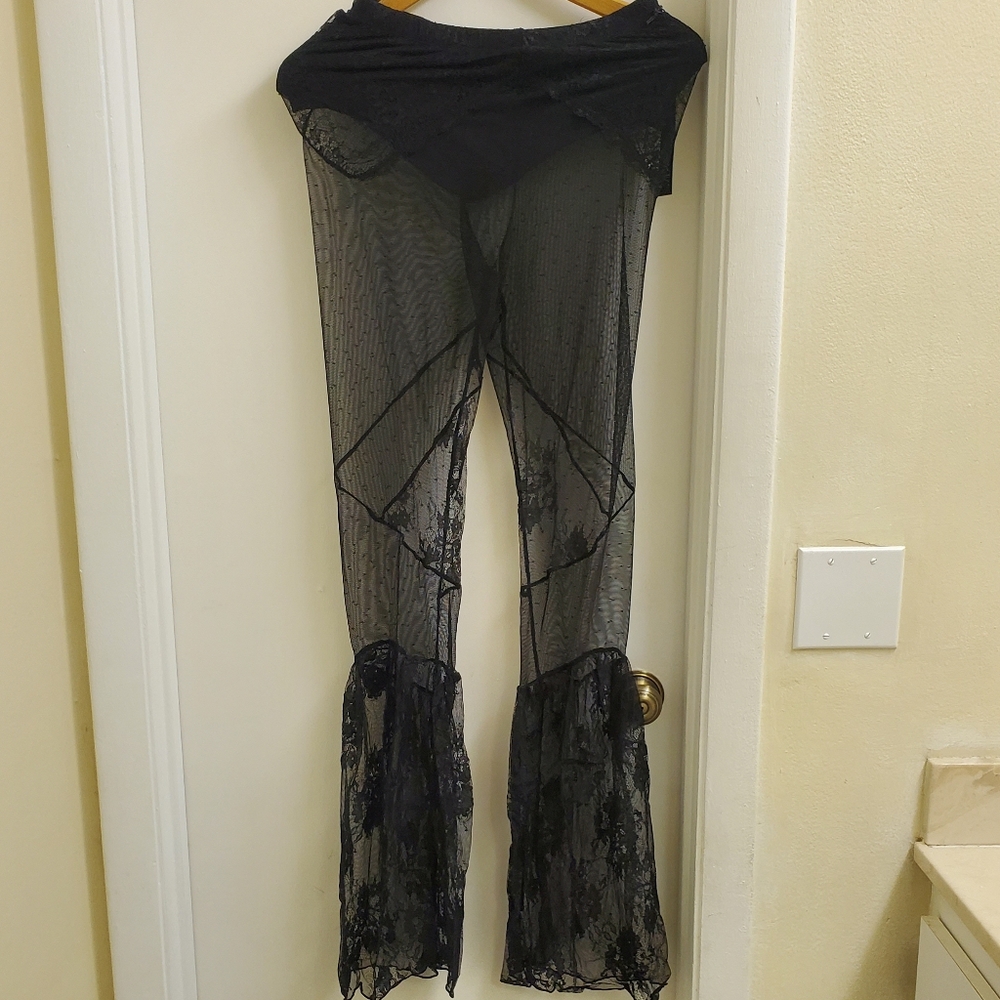 New with tags house of Wedow black lace/mesh  bell Btm leg size M